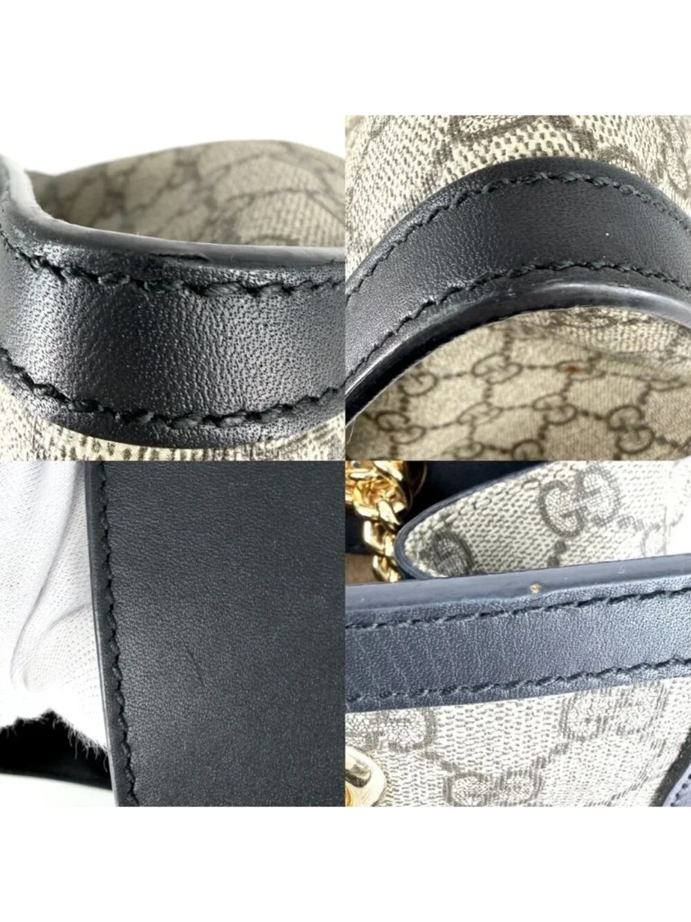 Gucci Tote Horsebit Padlock GG Handbag Shoulder Supreme Canvas Leather Brown